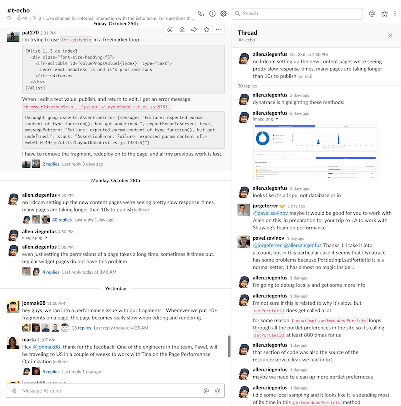 Communication with product teams in Slack