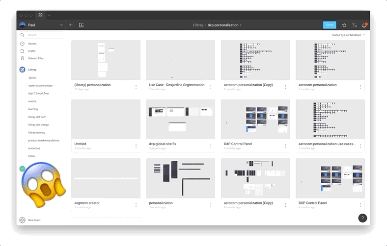 An animated image a Figma project before and after the cover system
