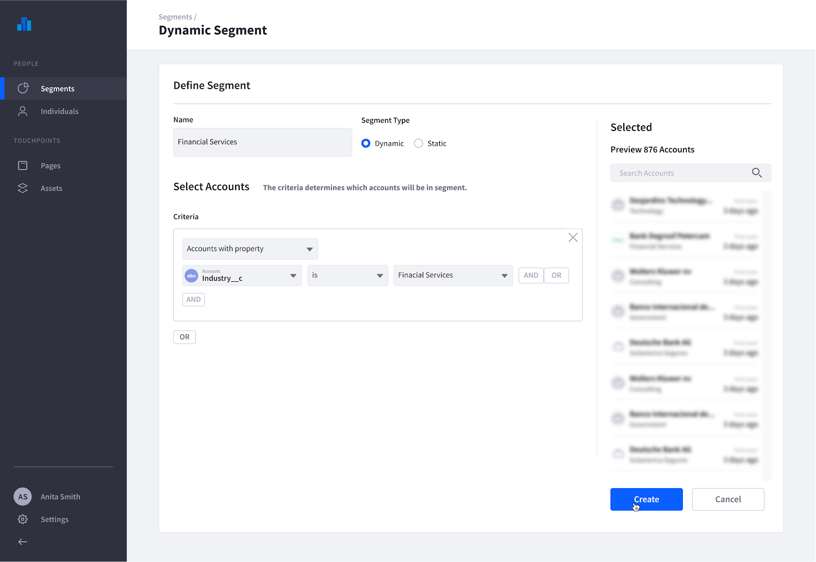 Our MVP Segment Criteria Builder