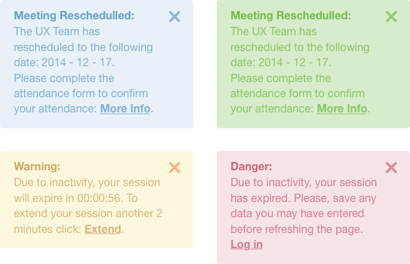 set of four notification alerts