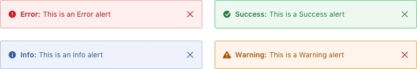 four different toast alert colors