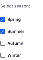 List of checkboxes to select options
