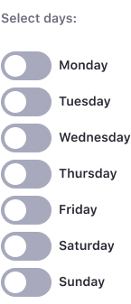 list of switches to select options