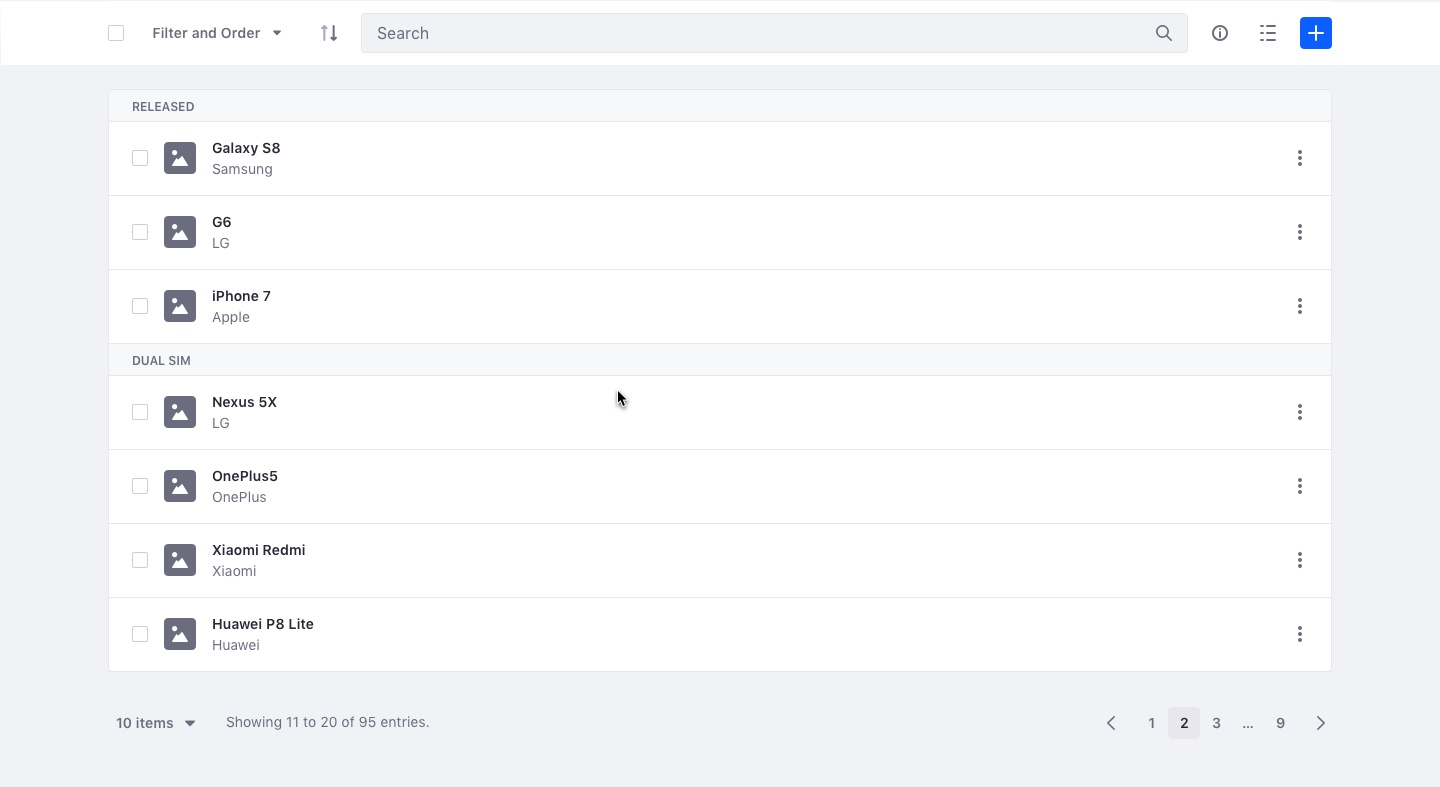 Dataset template List template example