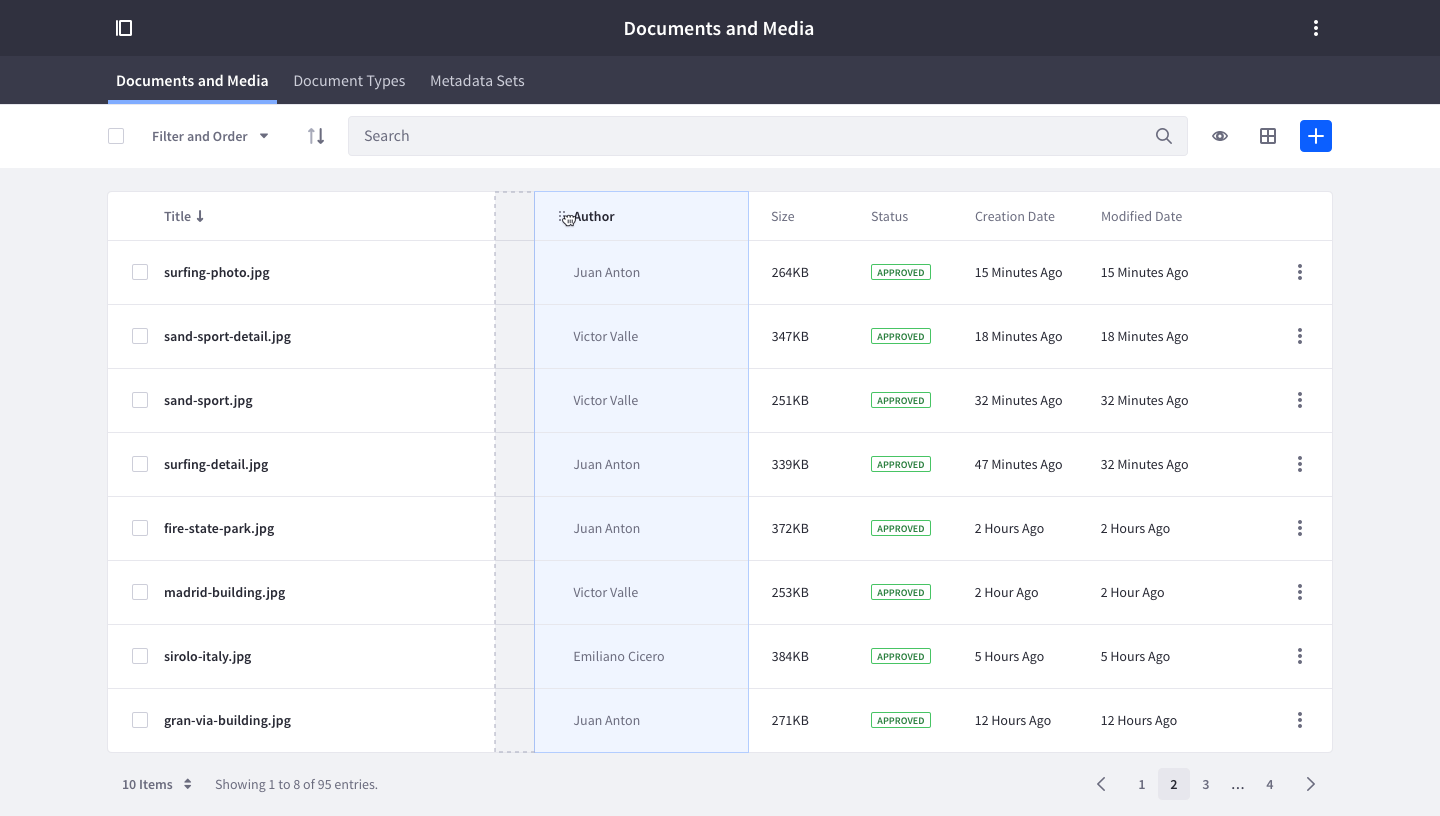 collective actions displayed both in management bar and from actions menu
