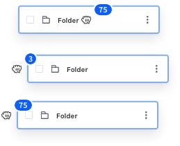 a badge appearing with the amount of elements being dragged