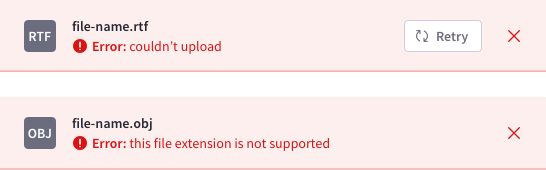 file upload list row error state