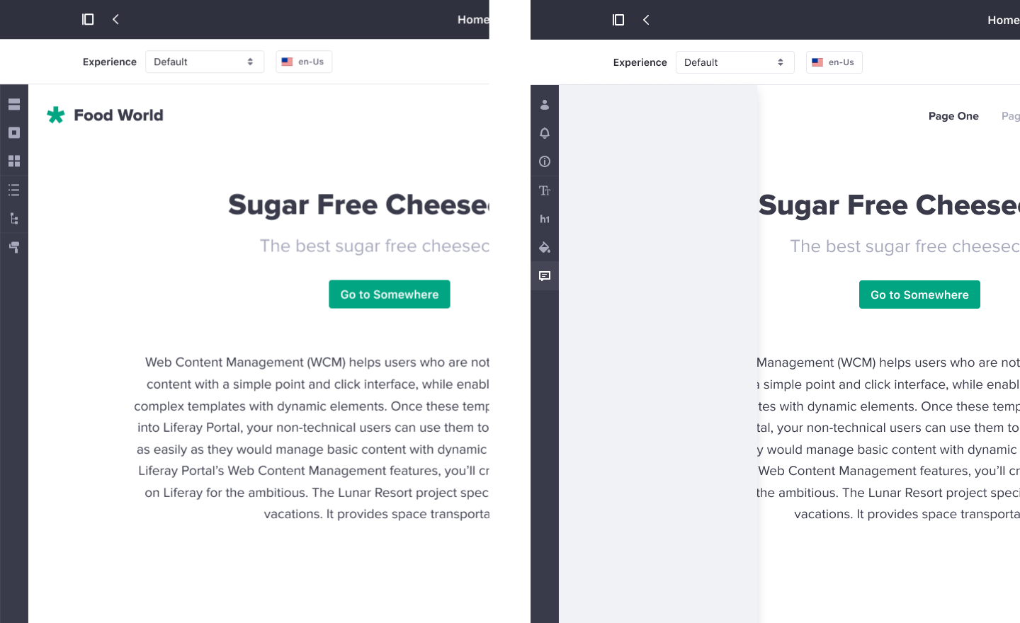 Panel opening hovering content