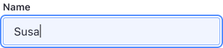 Active Focused Input: Blue background with focus ring signals an editable state for user input