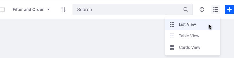 dropdown menu displayed from change view button dropdown button to change view