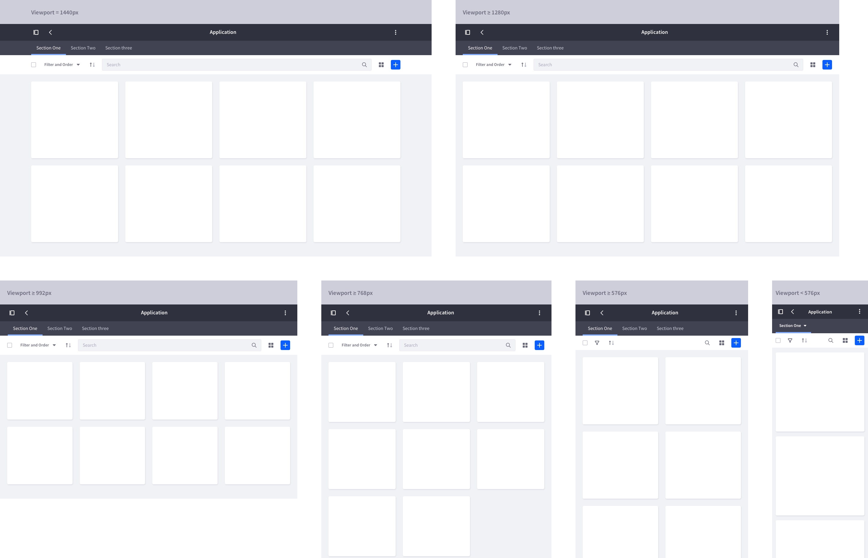responsive schema of the card view with the panel closed