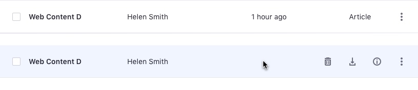 first, table view row default, second, table view row hover. There is no action to hover in the row. Correct.