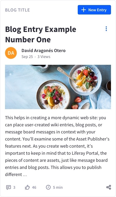 Asset toolbar in Blogs mobile
