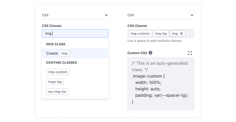 Custom CSS box in the fragment configuration tab