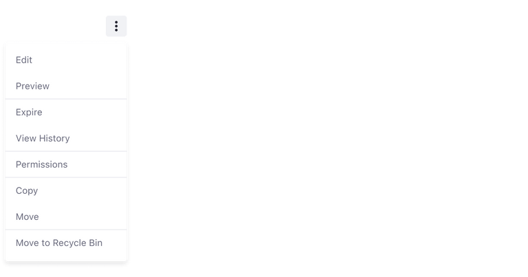 dropdown menu actions sort