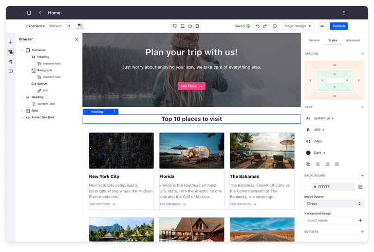 New two sidepanel layout for page builder
