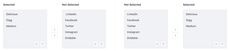 Dual Listbox Version 1 (left) and Version 2 (right)