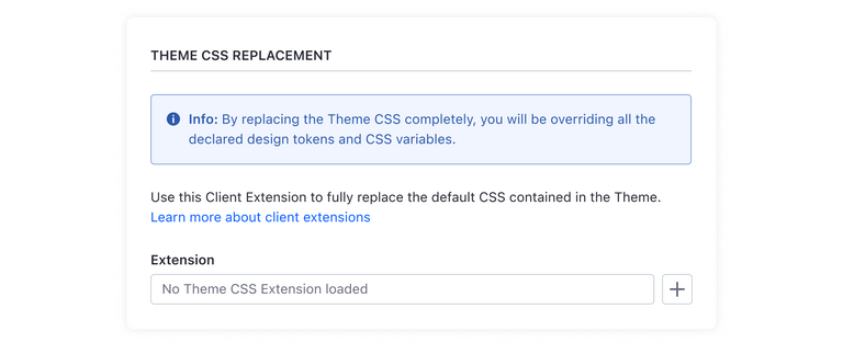 Page configuration for Client Extensions
