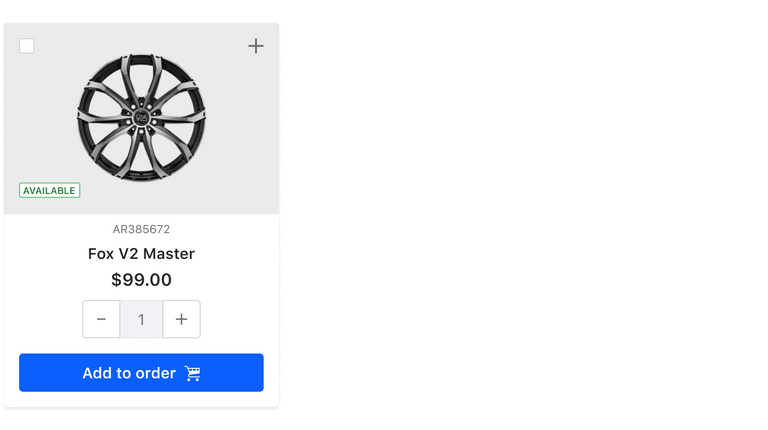 A product card showing a rim