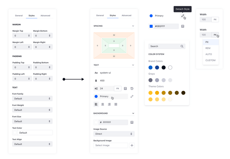 Old inputs vs new styles configuration