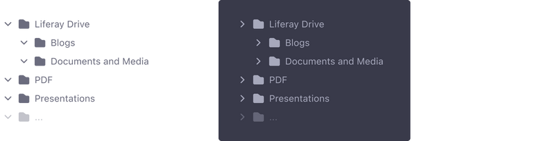 Tree View. On the left side light scheme variation on the right side dark scheme variation