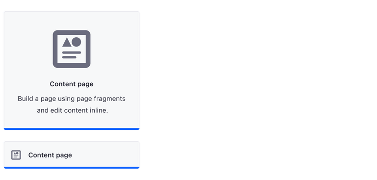 navigation card hover state, the background shades in gray and a blue line appears below