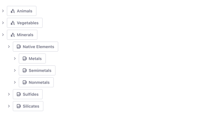 An example of the tree view with toggle variant